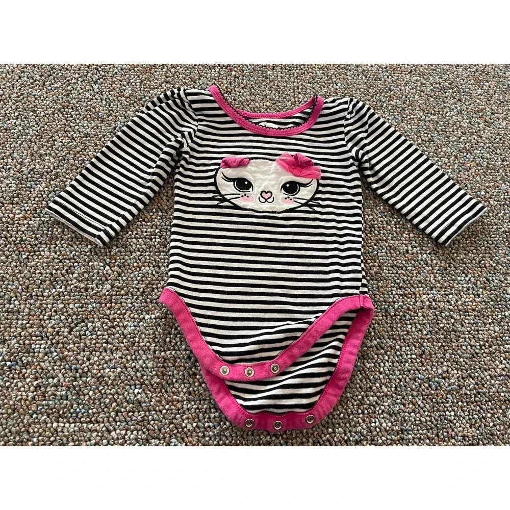 The Children's Place Girls Striped Cat Bodysuit 9-12M